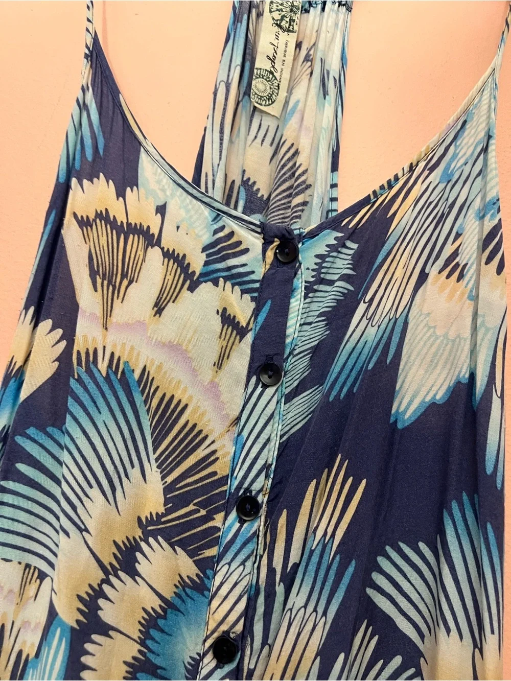 Free People Lightweight Floral Leaf Print Beachy High Low Mini Dress Small